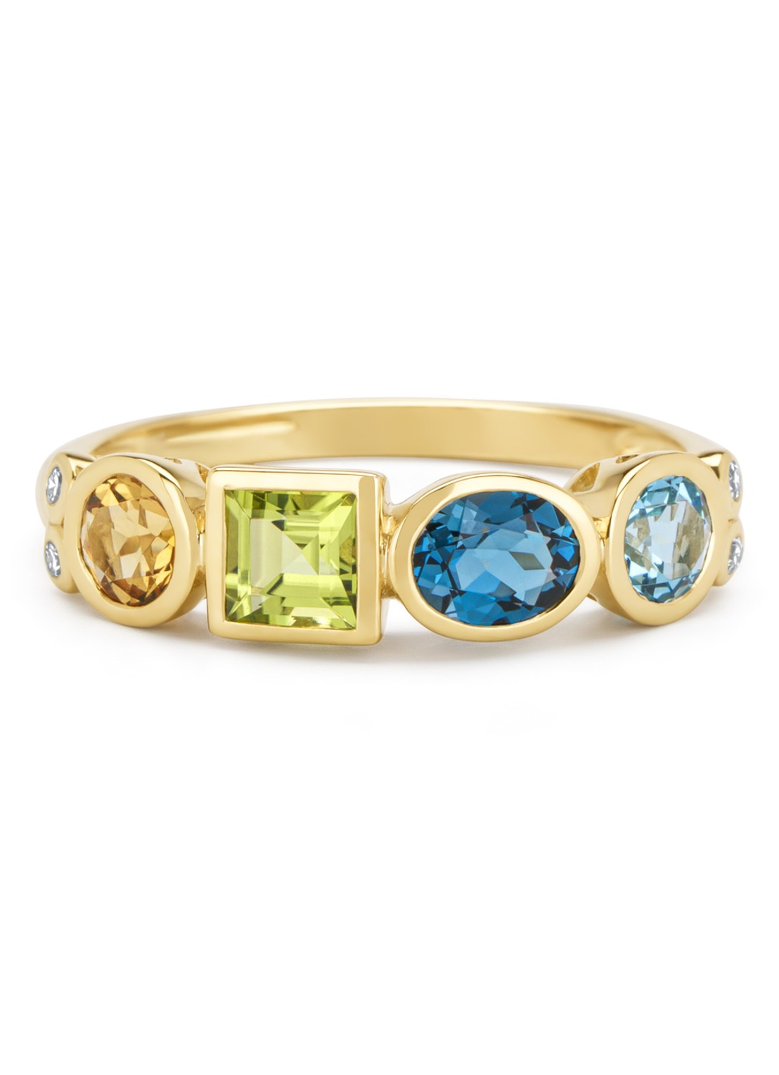 Diamond Point Geelgouden ring, 0.45 ct london topaas, Little Drops - detail geelgoud