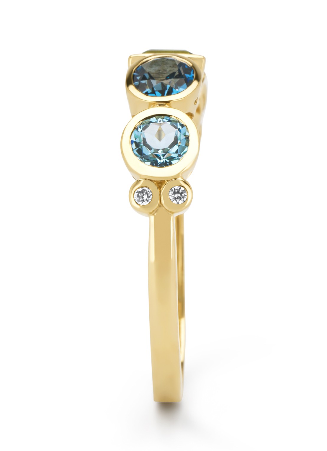 Diamond Point Geelgouden ring, 0.45 ct london topaas, Little Drops - detail 2 geelgoud