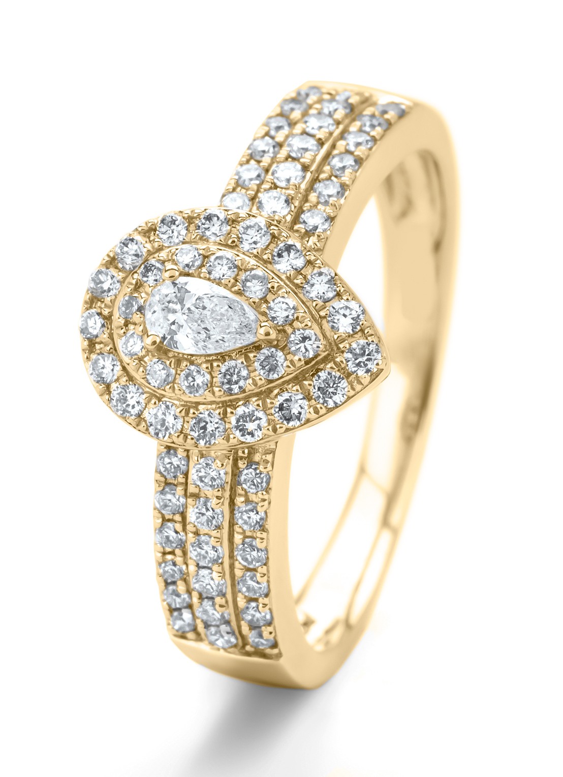 Diamond Point Geelgouden ring, 0.50 ct diamant, Petite Romance - voorkant 2 geelgoud