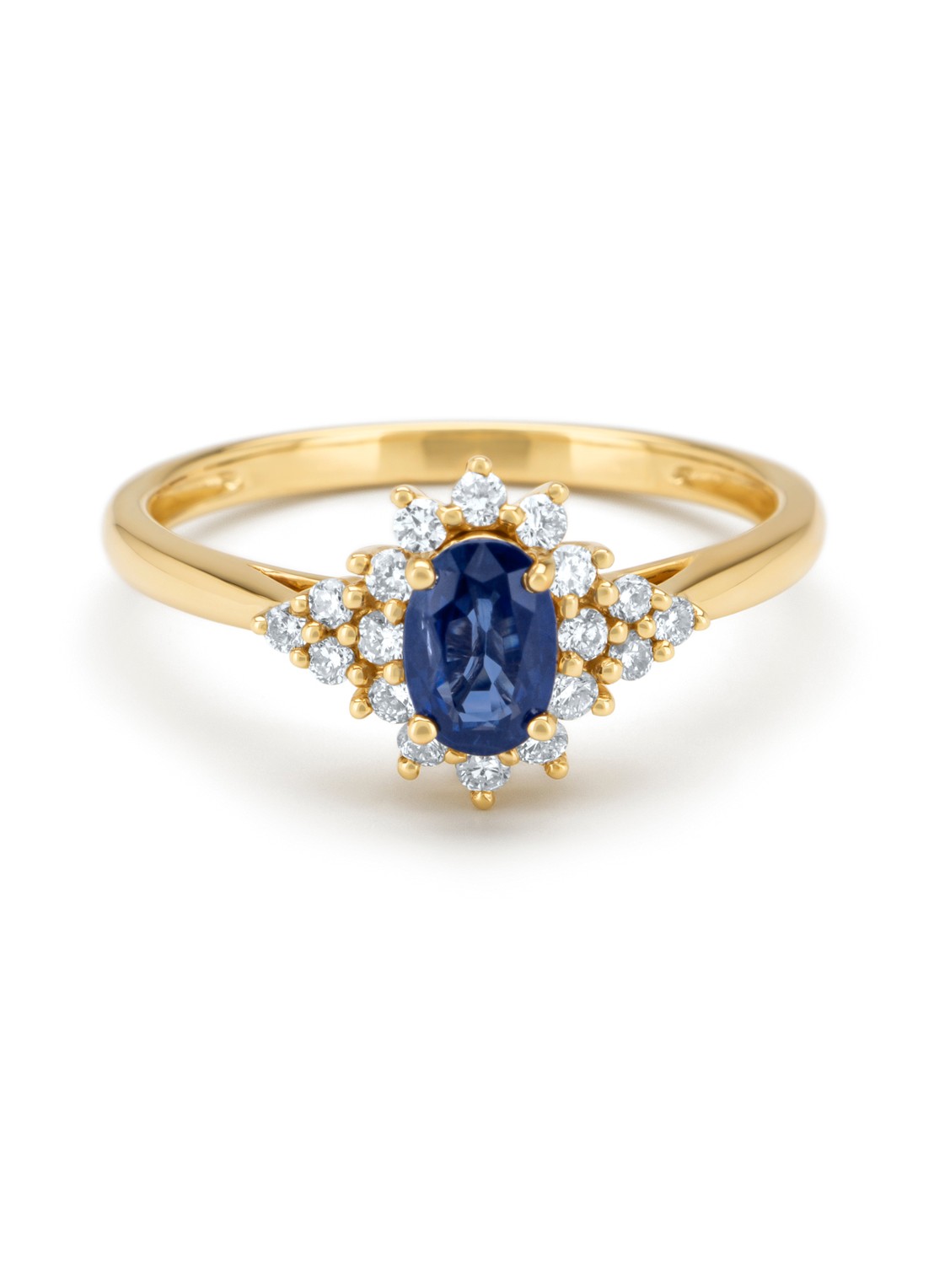Diamond Point Geelgouden ring, 0.60 ct blauwe saffier, Eden  - detail 3 geelgoud