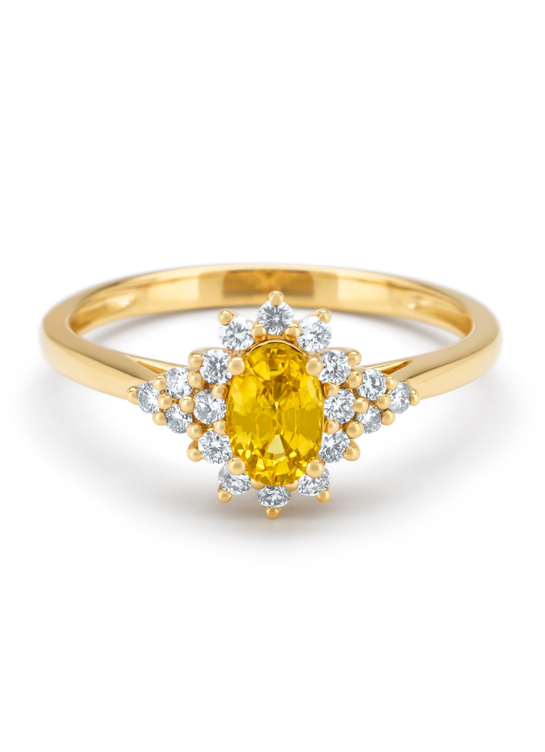 Diamond Point Geelgouden ring, 0.60 ct gele saffier, Eden - detail 3 geelgoud