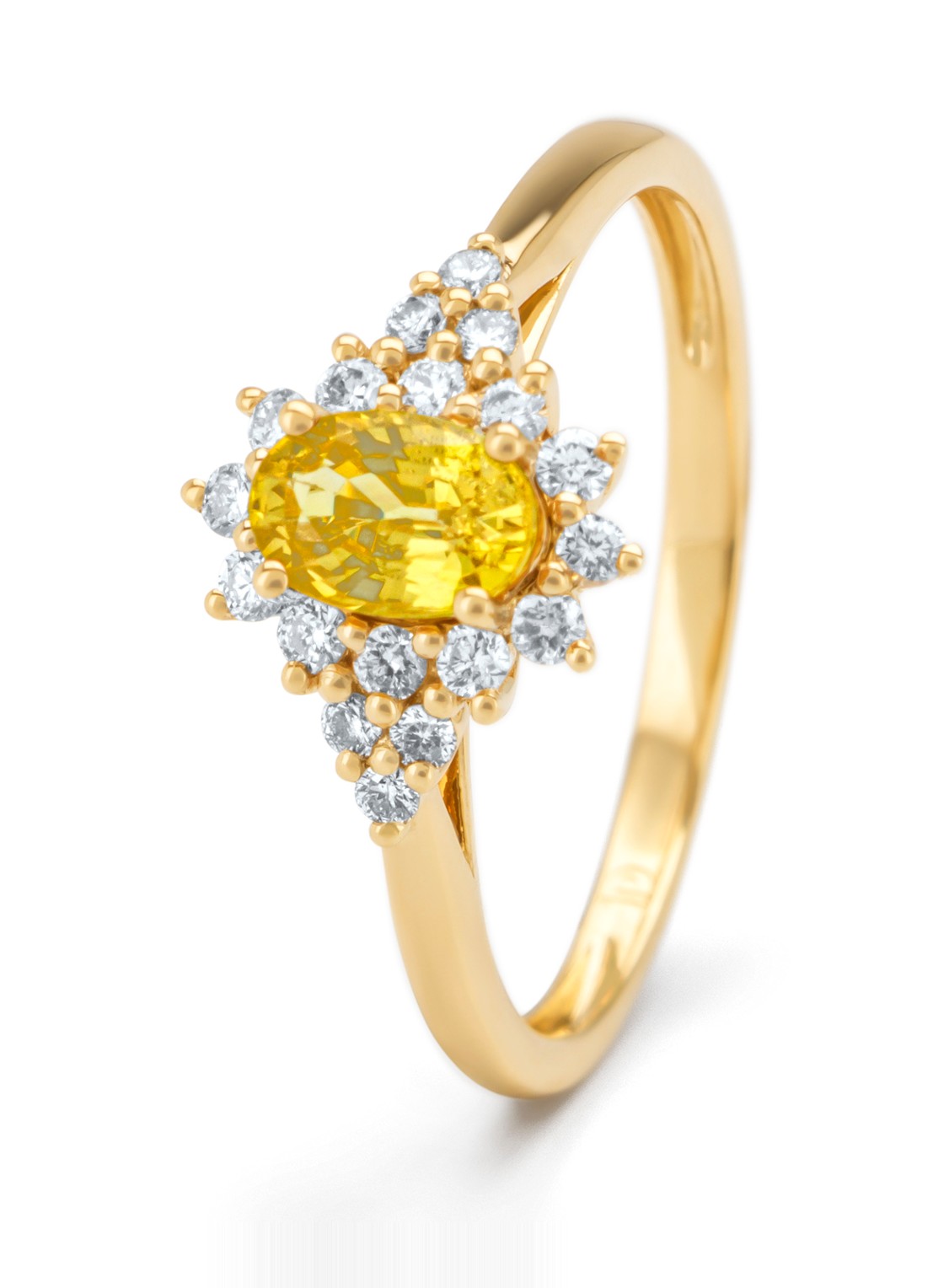 Diamond Point Geelgouden ring, 0.60 ct gele saffier, Eden - voorkant geelgoud