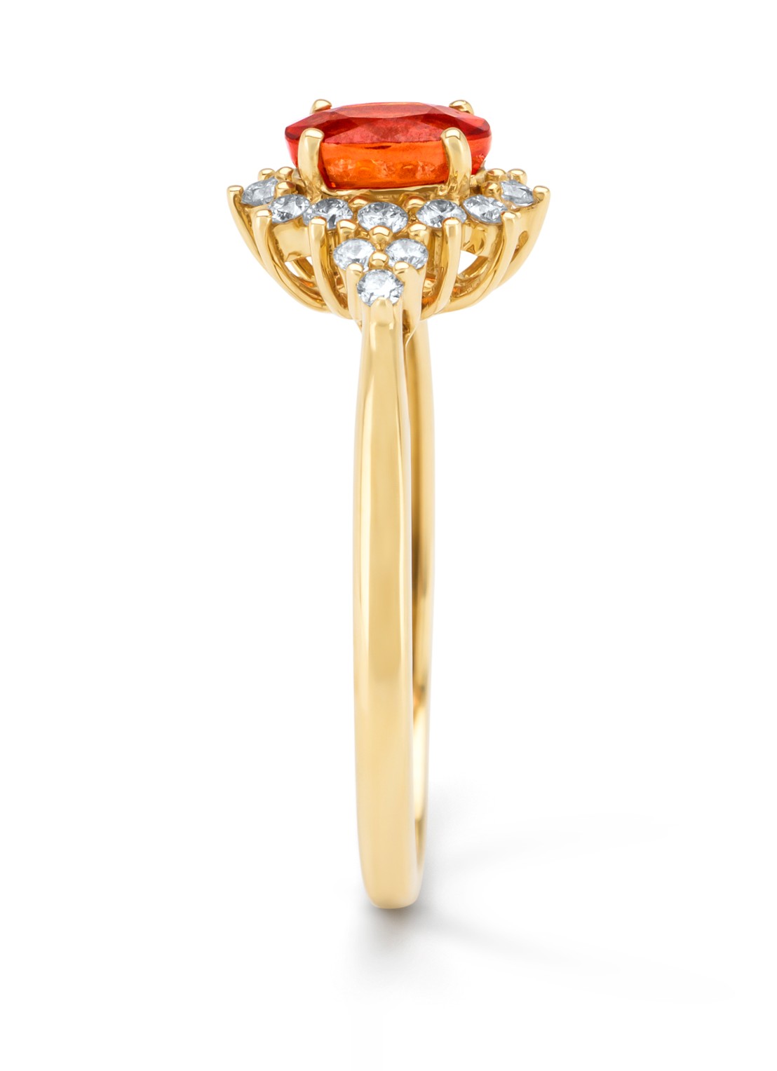 Diamond Point Geelgouden ring, 0.60 ct oranje saffier, Eden - detail 2 geelgoud