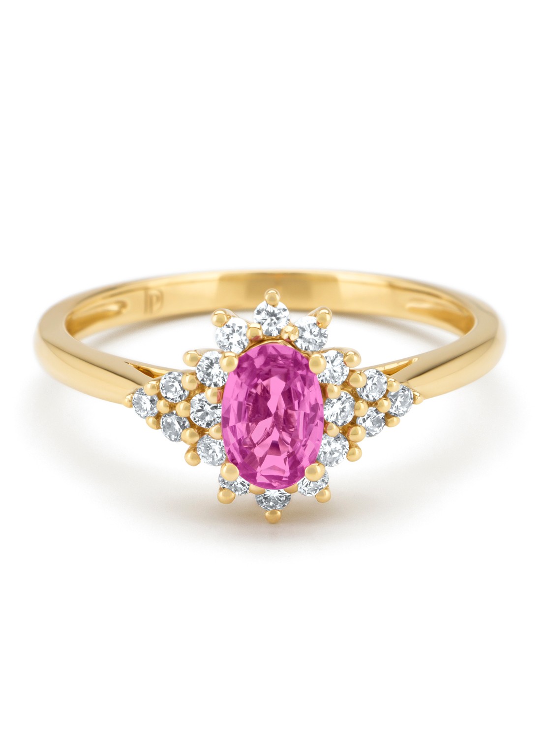 Diamond Point Geelgouden ring, 0.60 ct roze saffier, Eden - detail 2 geelgoud