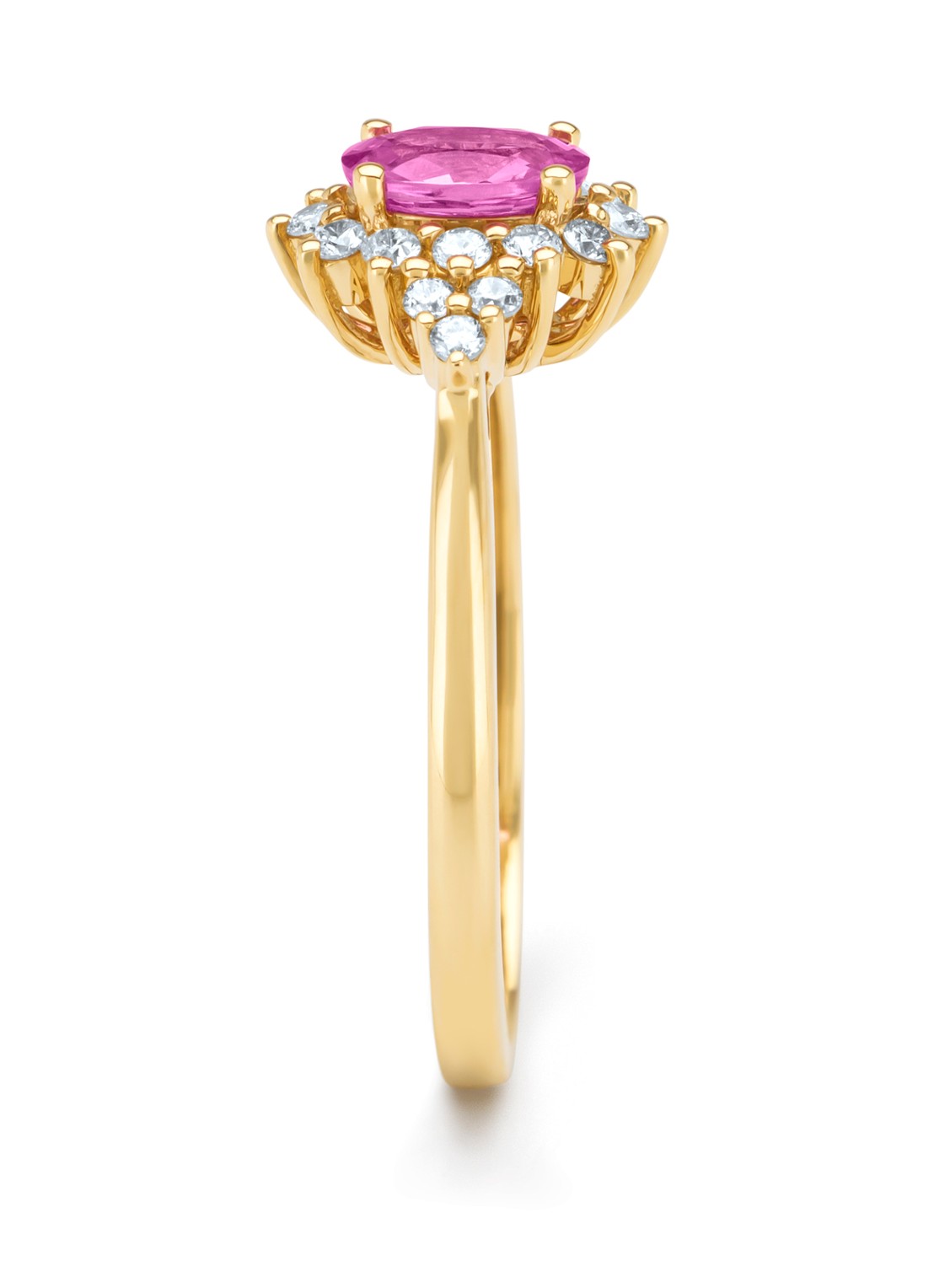Diamond Point Geelgouden ring, 0.60 ct roze saffier, Eden - detail 3 geelgoud