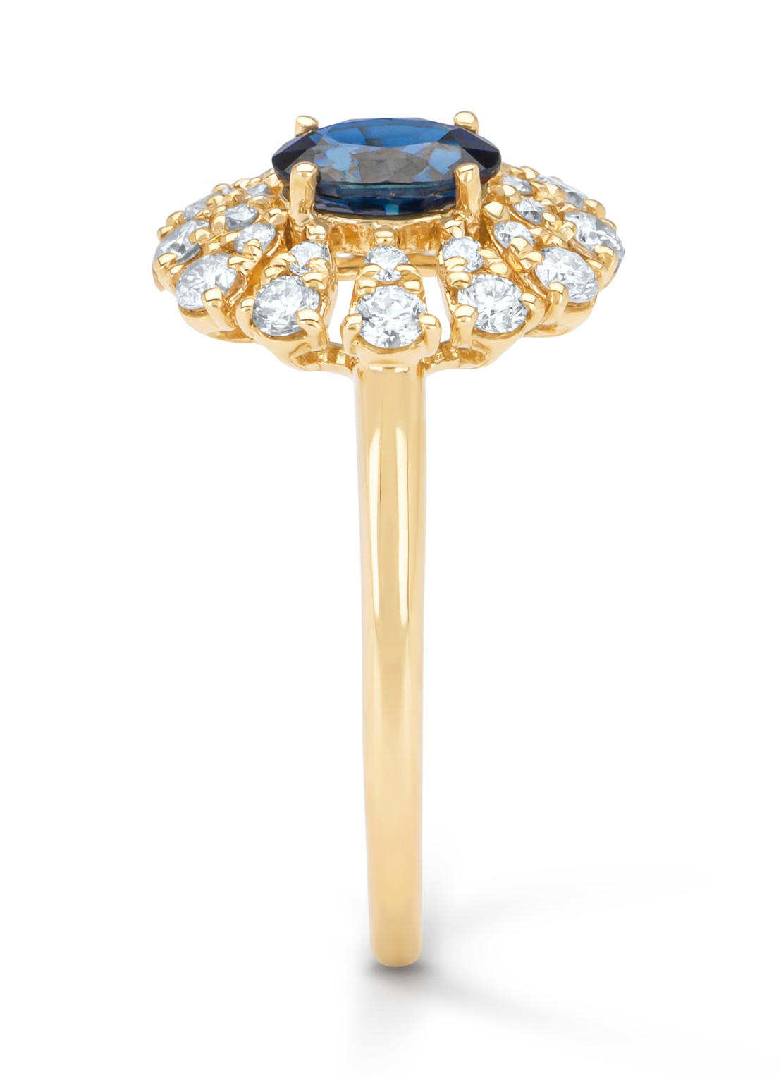 Diamond Point Geelgouden ring, 0.64 ct blauwe saffier, Majestic - detail 4 geelgoud