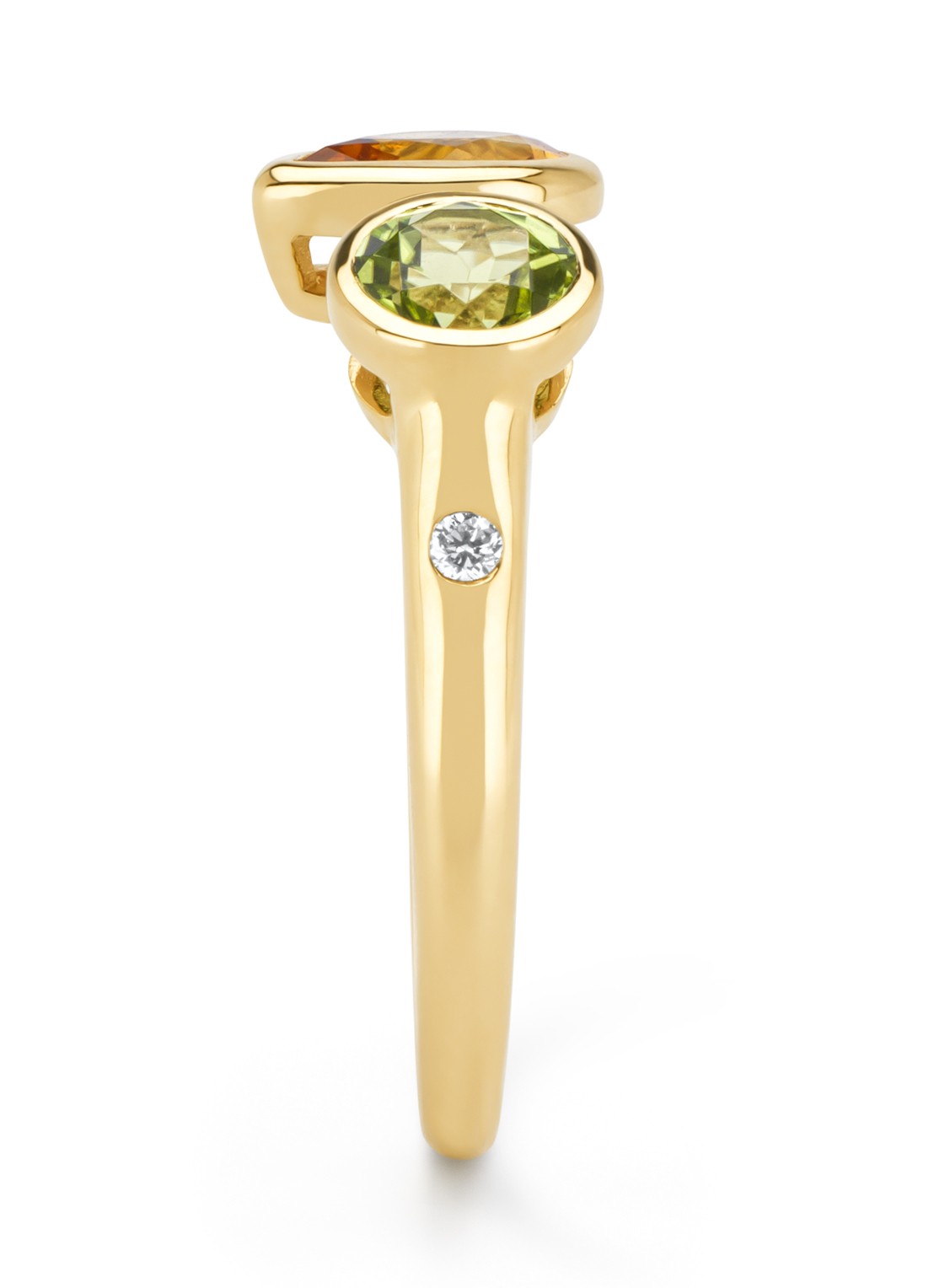 Diamond Point Geelgouden ring, 0.70 ct citrien, Little Drops - detail 4 geelgoud