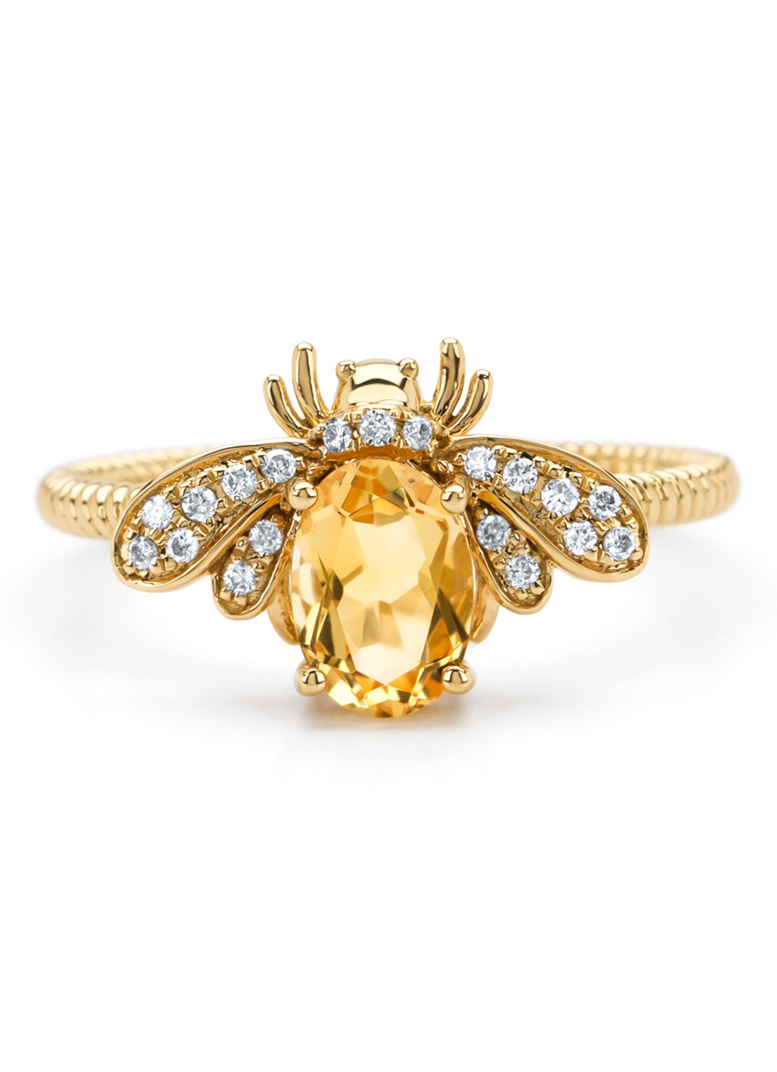 Diamond Point Geelgouden ring, 0.70 ct citrien, Queen Bee - detail 3 geelgoud