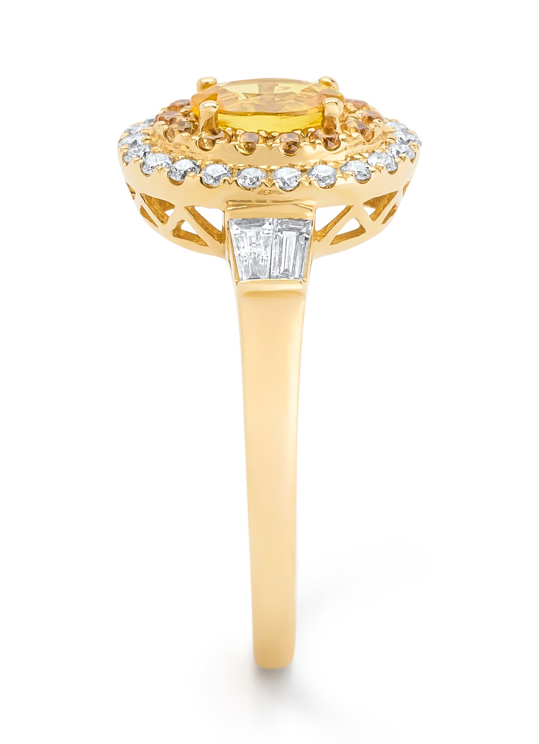 Diamond Point Geelgouden ring, 0.72 ct gele saffier, Eden - detail geelgoud