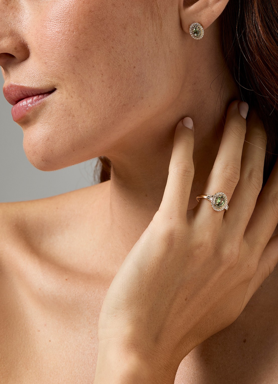 Diamond Point Geelgouden ring, 0.79 ct groene saffier, Eden - detail 6 geelgoud