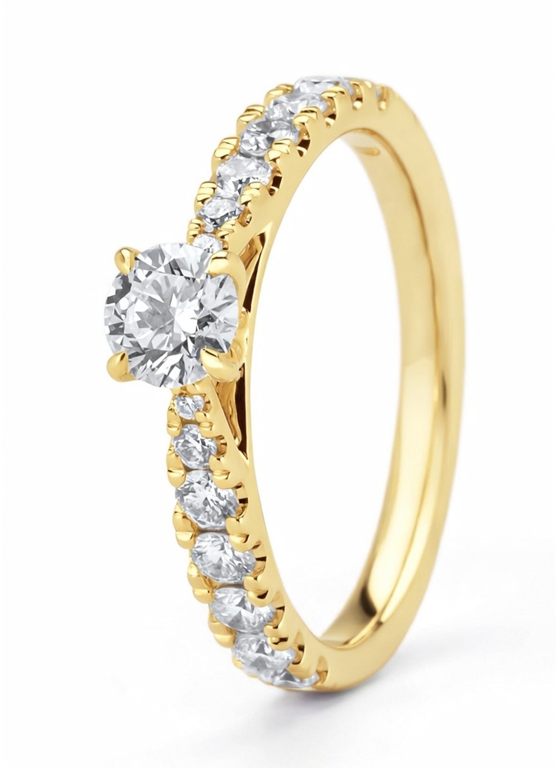 Diamond Point Geelgouden ring, 0.87 ct diamant, Perfect Match - voorkant 3 geelgoud