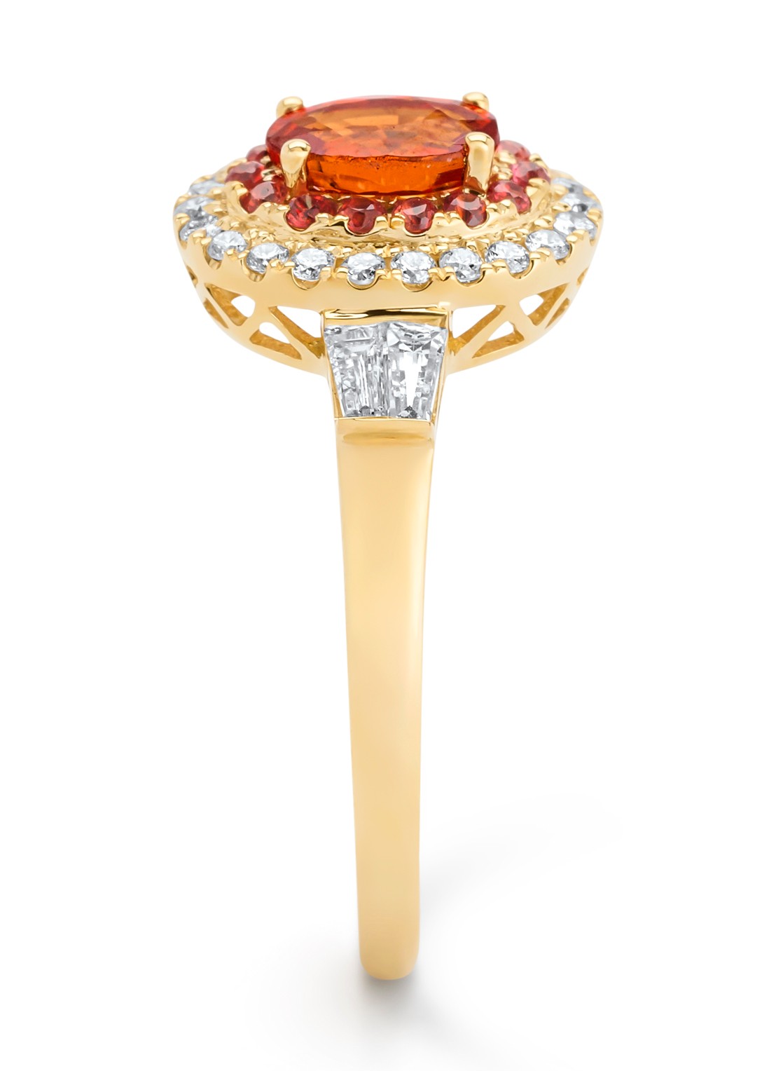 Diamond Point Geelgouden ring, 0.88 ct oranje saffier ( bew, Eden - detail geelgoud