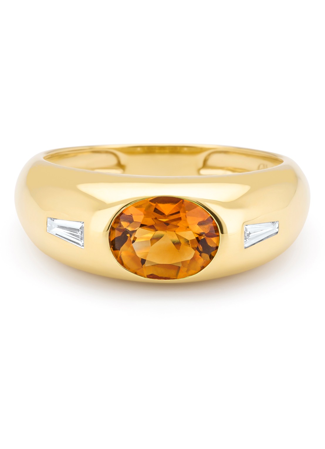 Diamond Point Geelgouden ring, 1.01 ct madeira citrien, Bold - detail 2 geelgoud