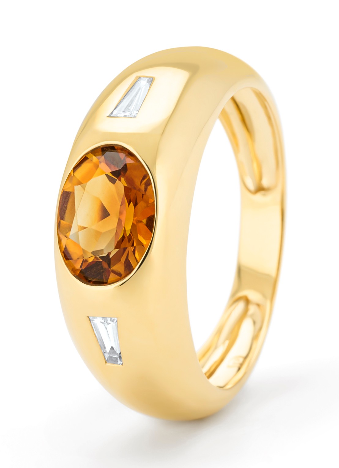 Diamond Point Geelgouden ring, 1.01 ct madeira citrien, Bold - voorkant 4 geelgoud