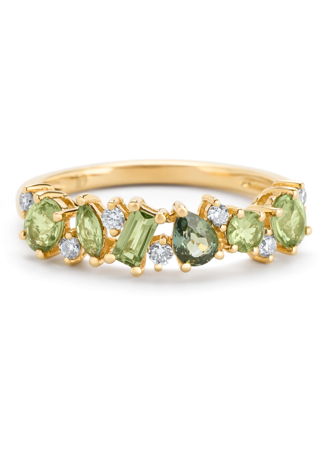 Diamond Point Geelgouden ring, 1.10 ct groene saffier, Eden - detail 2 geelgoud