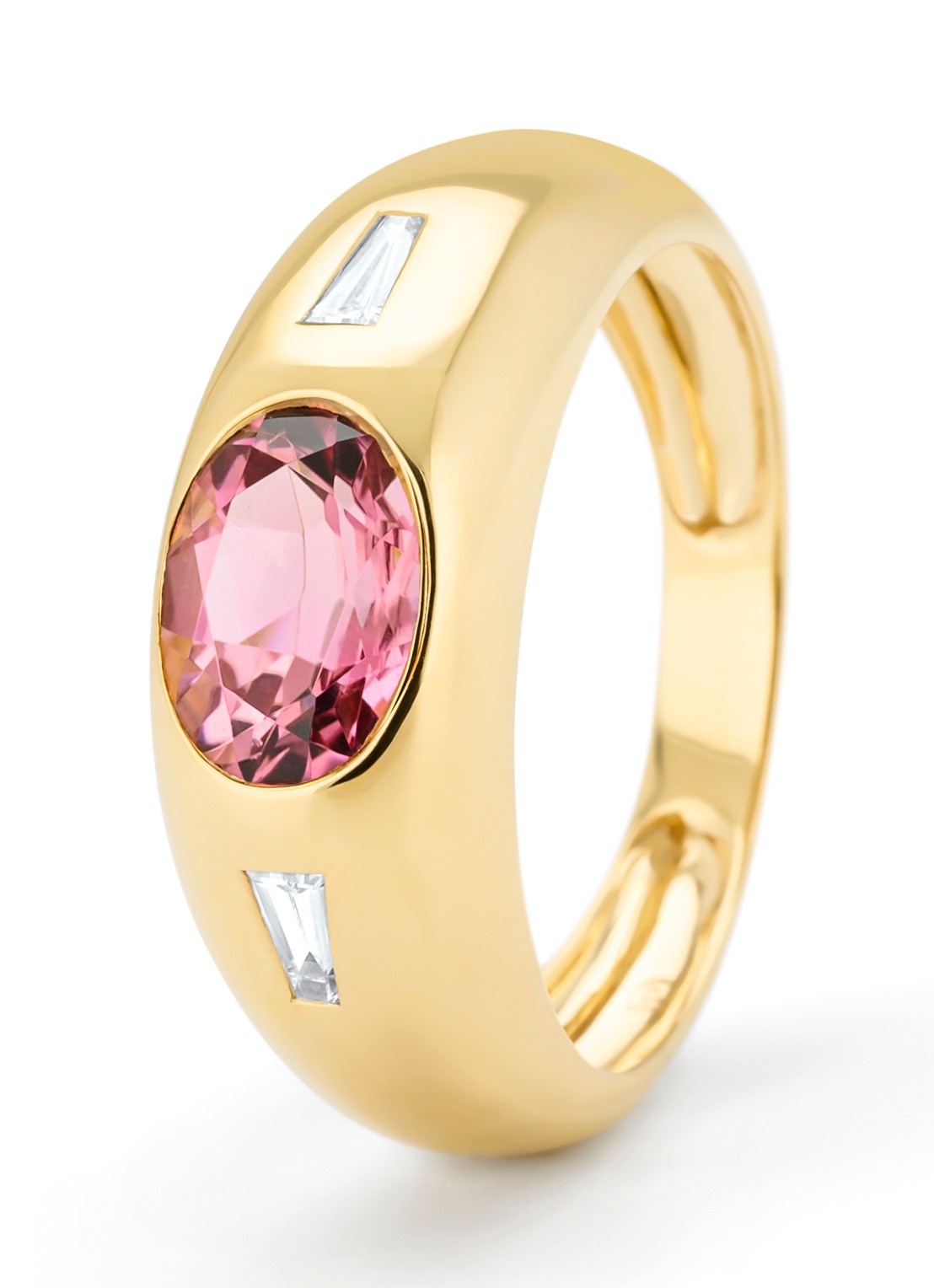 Diamond Point Geelgouden ring, 1.19 ct toermalijn, Bold - voorkant 4 geelgoud