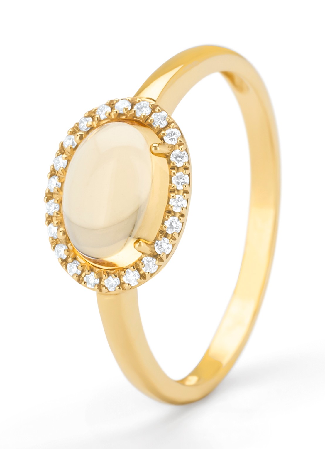 Diamond Point Geelgouden ring, 1.23 ct citrien, Little Drops - voorkant geelgoud