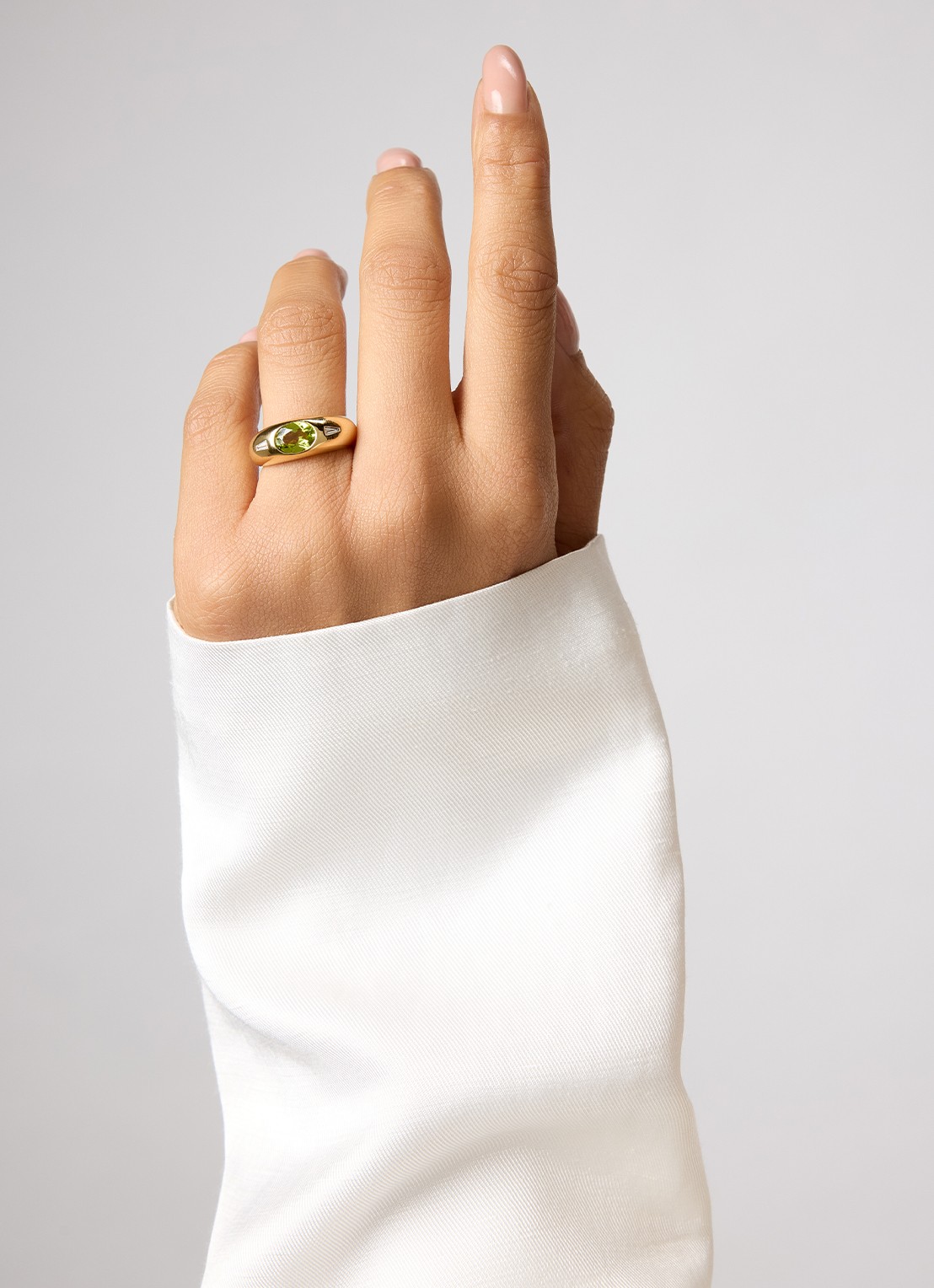 Diamond Point Geelgouden ring, 1.27 ct peridoot, Bold - voorkant 2 geelgoud