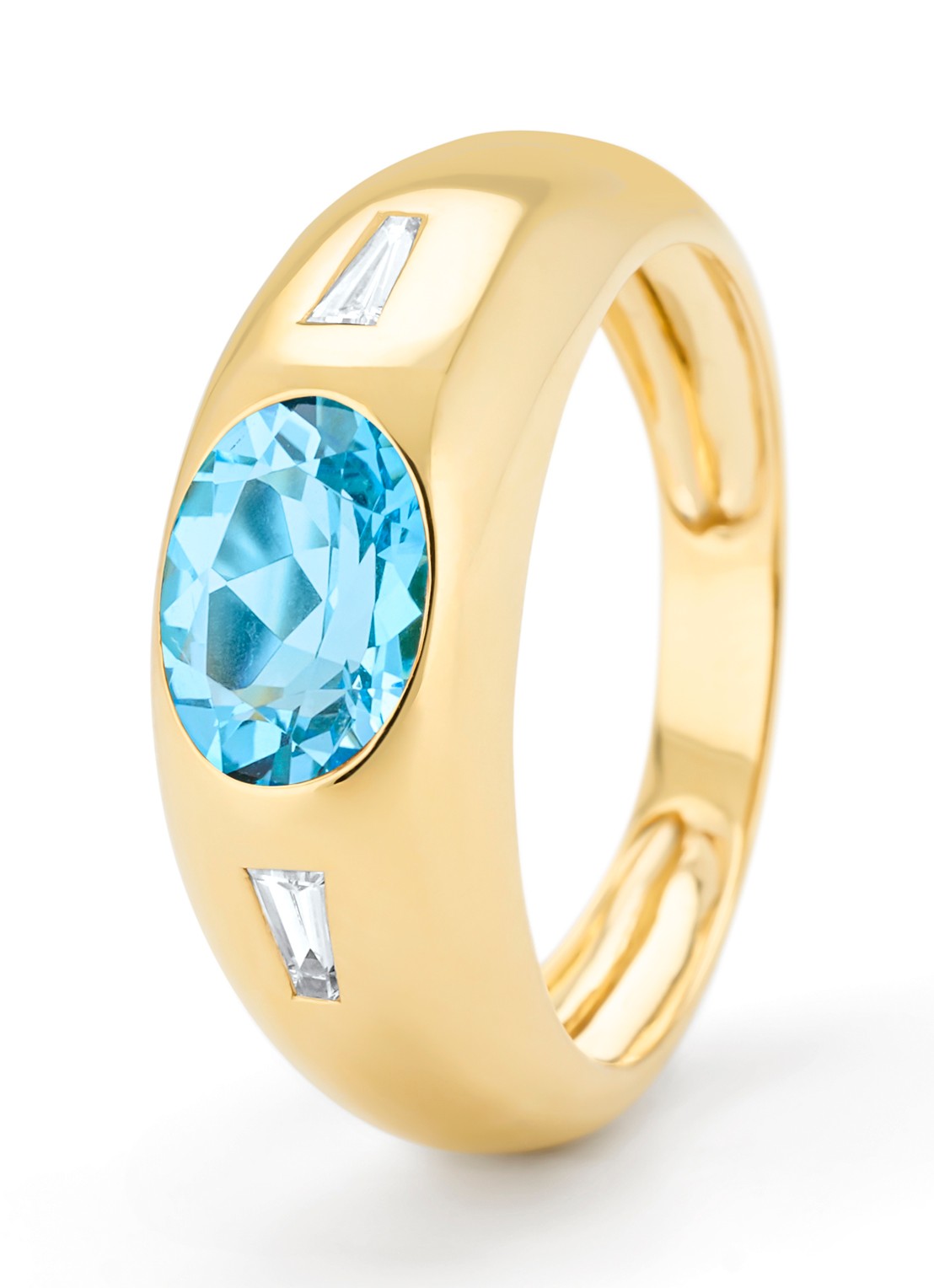 Diamond Point Geelgouden ring, 1.42 ct topaas, Bold - voorkant geelgoud