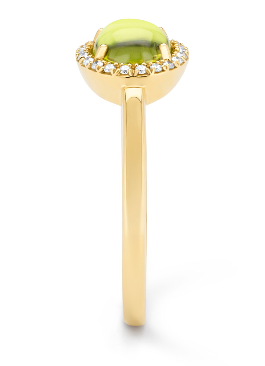 Diamond Point Geelgouden ring, 1.60 ct peridoot, Little Drops - detail geelgoud