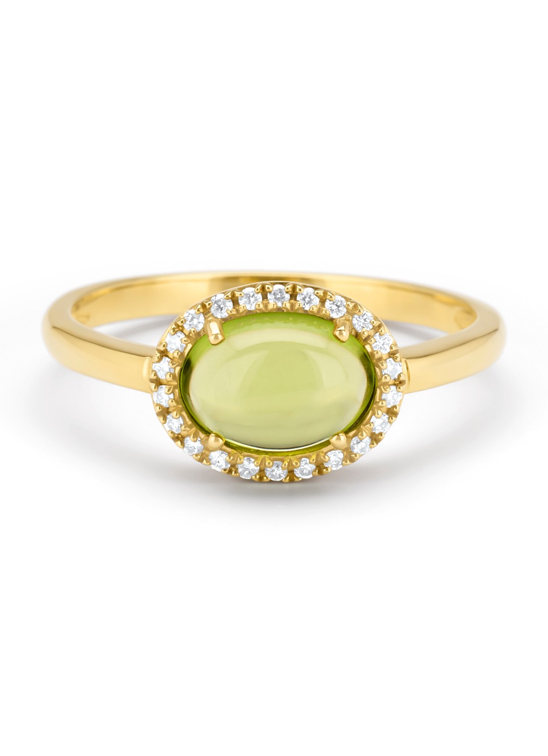 Diamond Point Geelgouden ring, 1.60 ct peridoot, Little Drops - detail 2 geelgoud