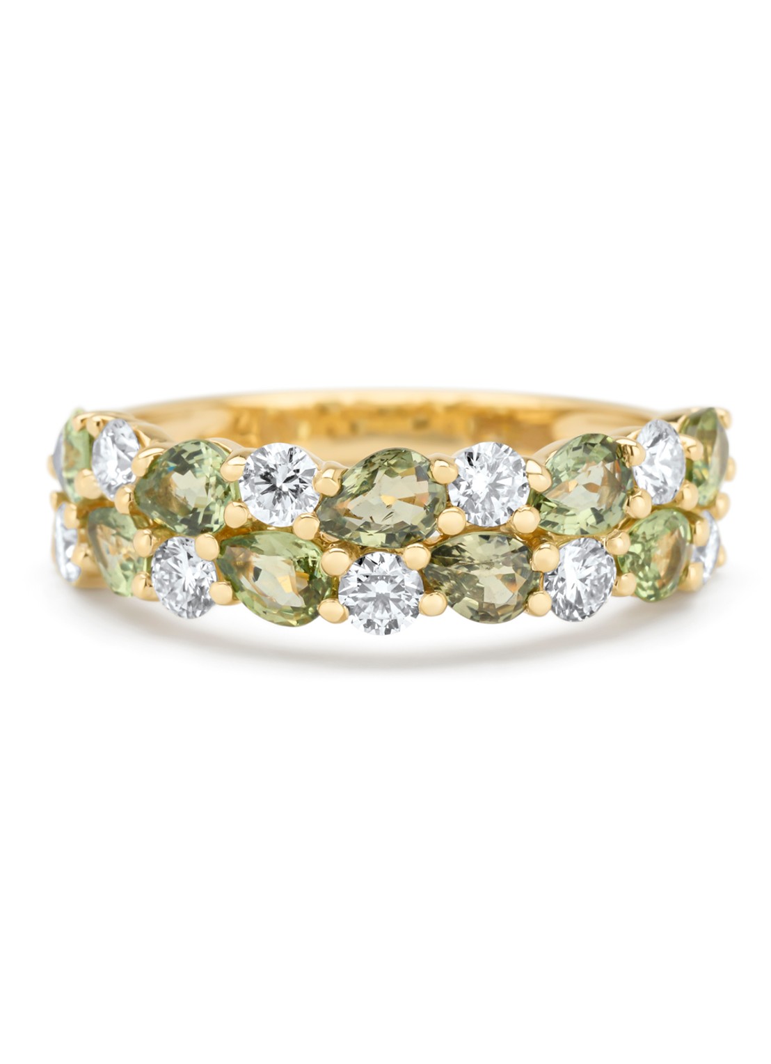 Diamond Point Geelgouden ring, 1.65 ct groene saffier, Eden - detail 2 geelgoud