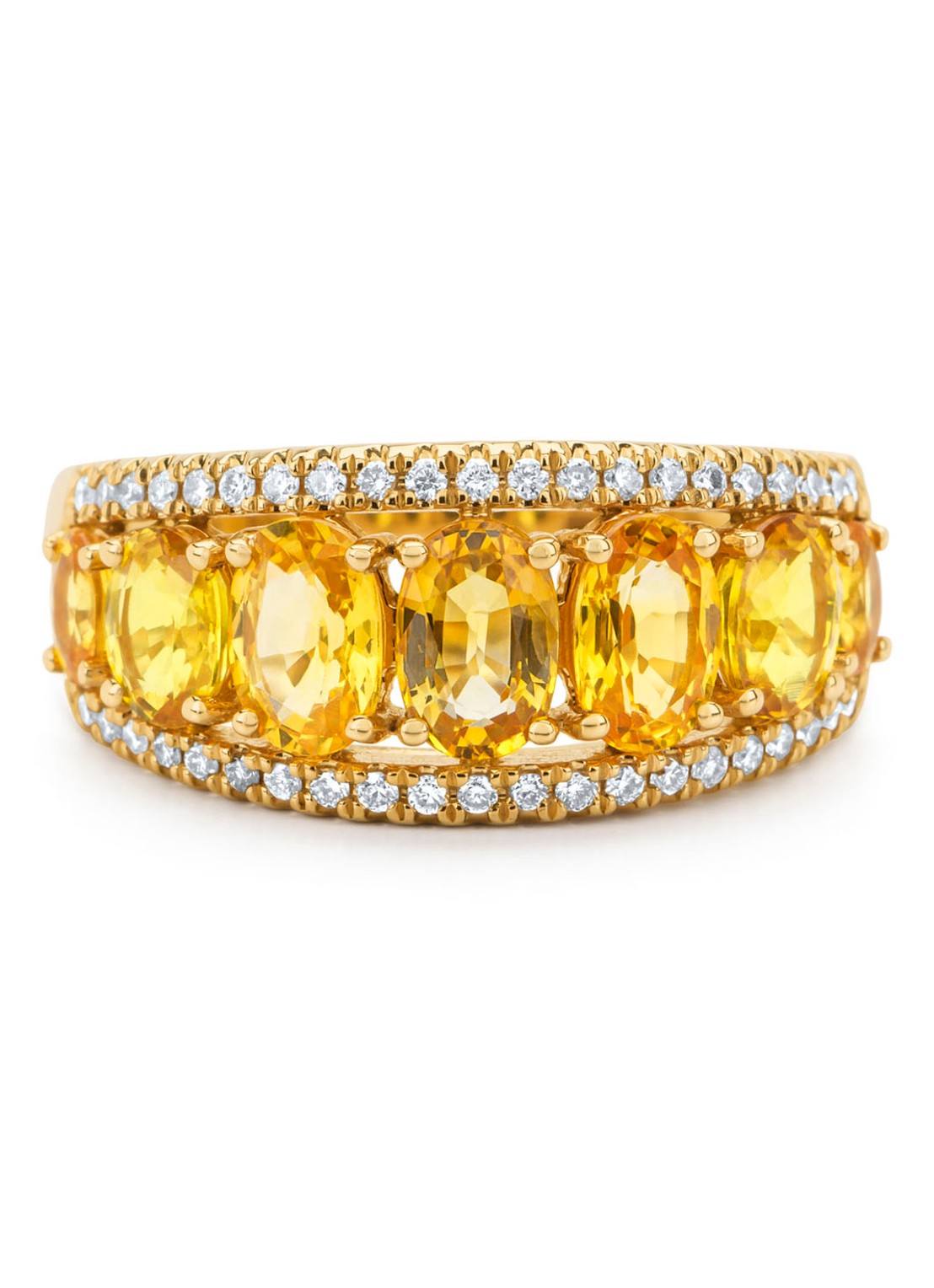Diamond Point Geelgouden ring, 3.08 ct gele saffier, Eden - detail geelgoud