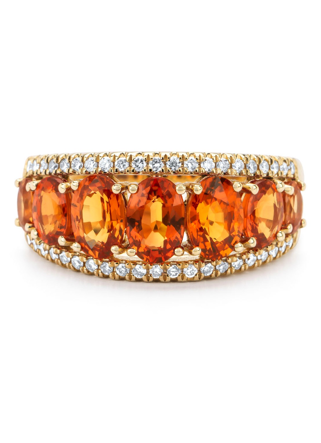 Diamond Point Geelgouden ring, 3.55 ct oranje saffier, Eden - detail geelgoud
