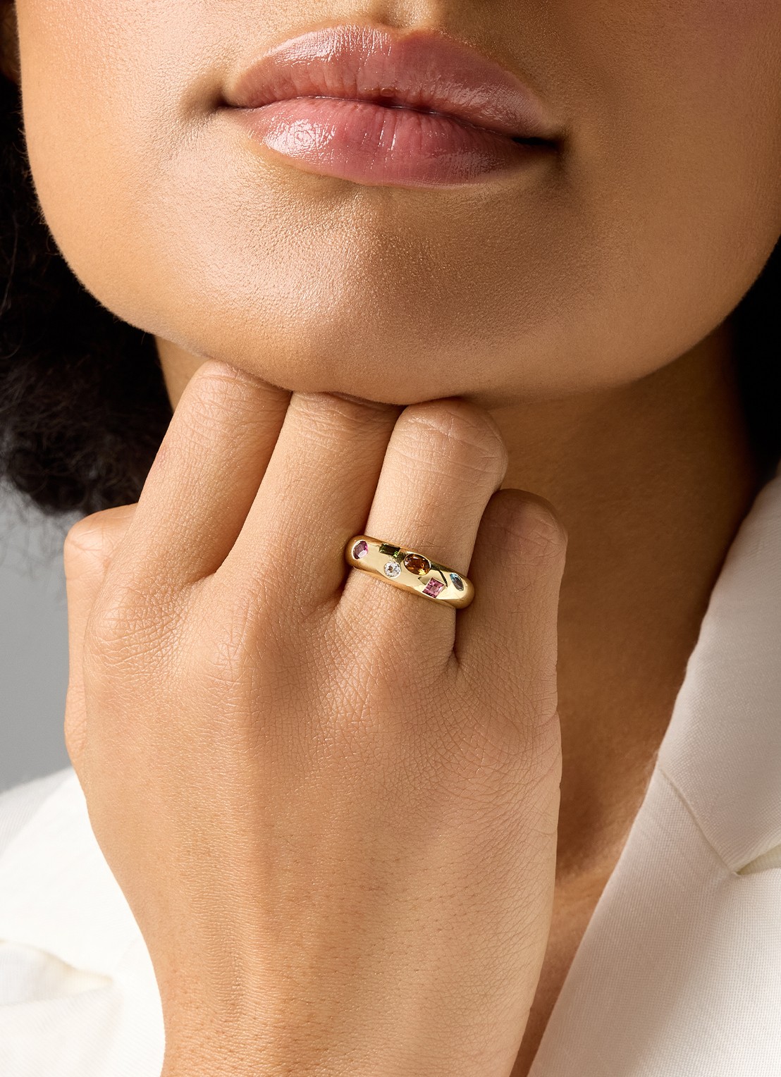 Diamond Point Geelgouden ring, BOLD - voorkant 2 geelgoud