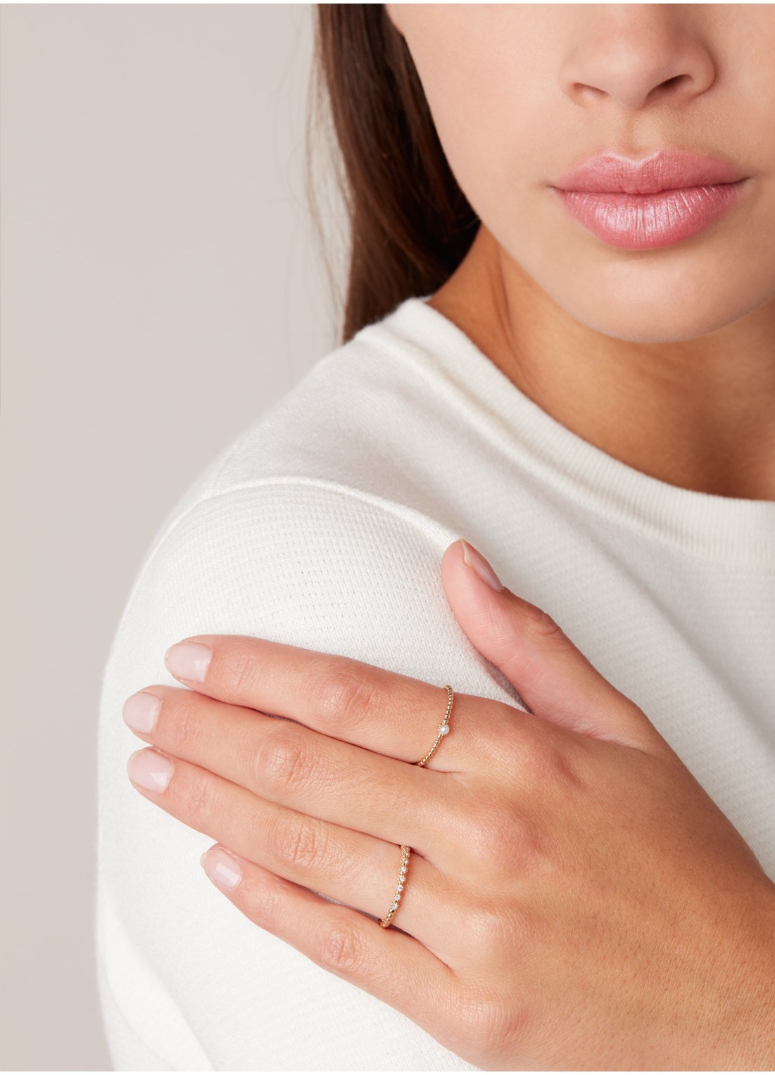 Diamond Point Geelgouden ring zoetwaterparel Joy - detail 2 goud
