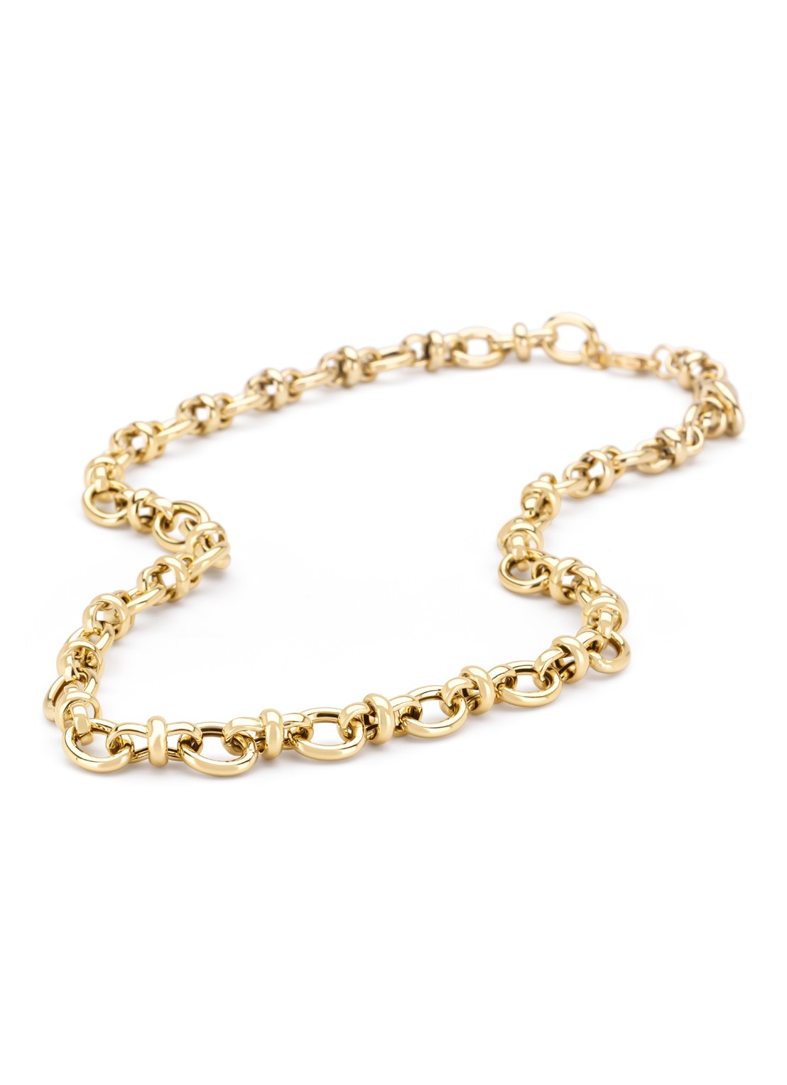 Diamond Point Geelgouden schakel collier Timeless Treasures 45 cm - detail 2 geelgoud