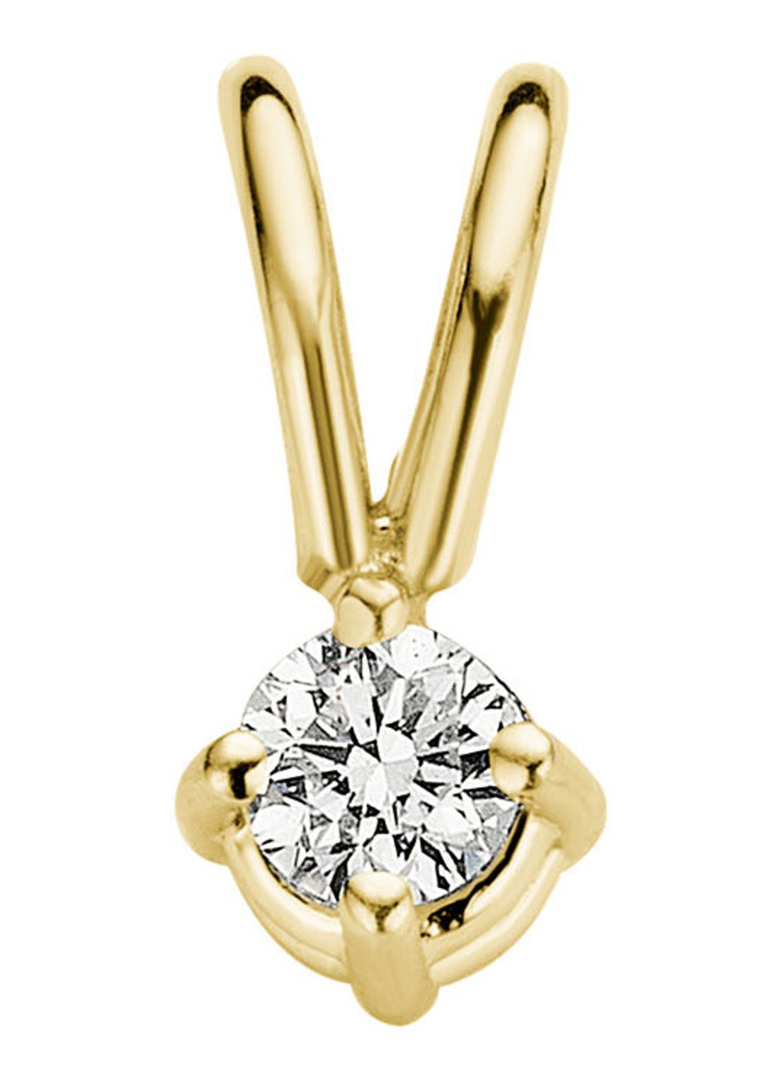 Diamond Point Geelgouden solitair groeibriljant hanger, 0.04 ct. 0.04 ct diamant Groeibriljant - voorkant goud