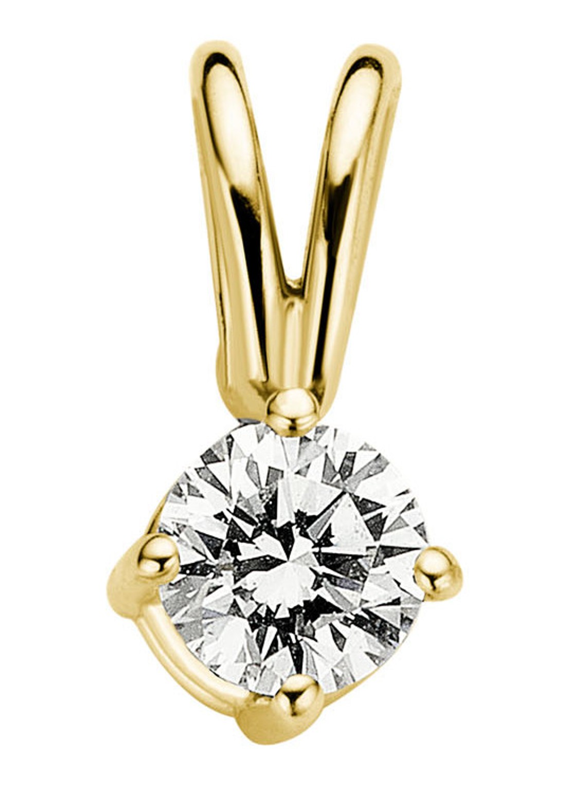 Diamond Point Geelgouden solitair groeibriljant hanger, 0.14 ct. 0.14 ct diamant Groeibriljant - voorkant 2 geelgoud