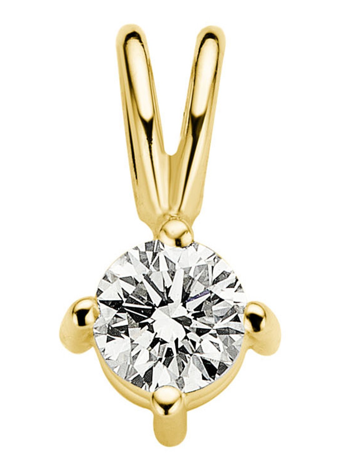 Diamond Point Geelgouden solitair groeibriljant hanger, 0.22 ct. 0.22 ct diamant Groeibriljant - voorkant geelgoud