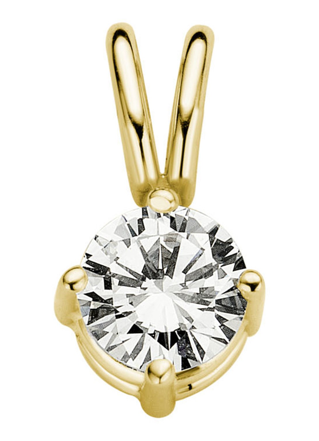 Diamond Point Geelgouden solitair groeibriljant hanger, 0.26 ct. 0.26 ct diamant Groeibriljant - voorkant geelgoud