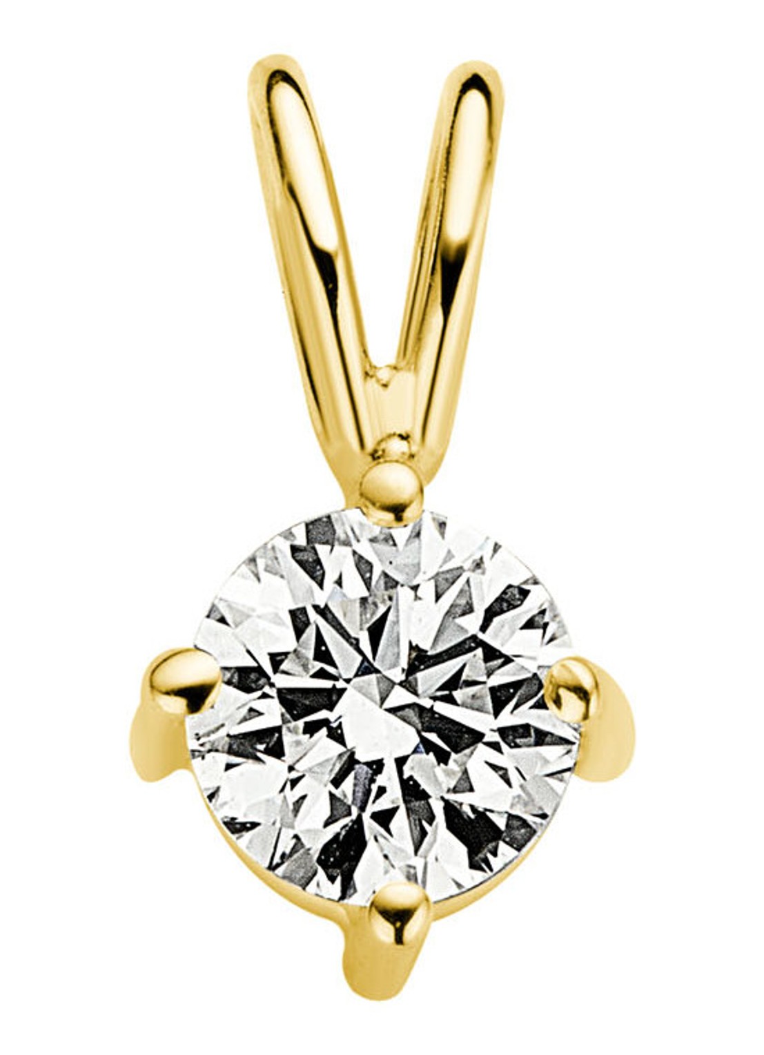 Diamond Point Geelgouden solitair groeibriljant hanger, 0.40 ct. 0.40 ct diamant Groeibriljant - voorkant geelgoud