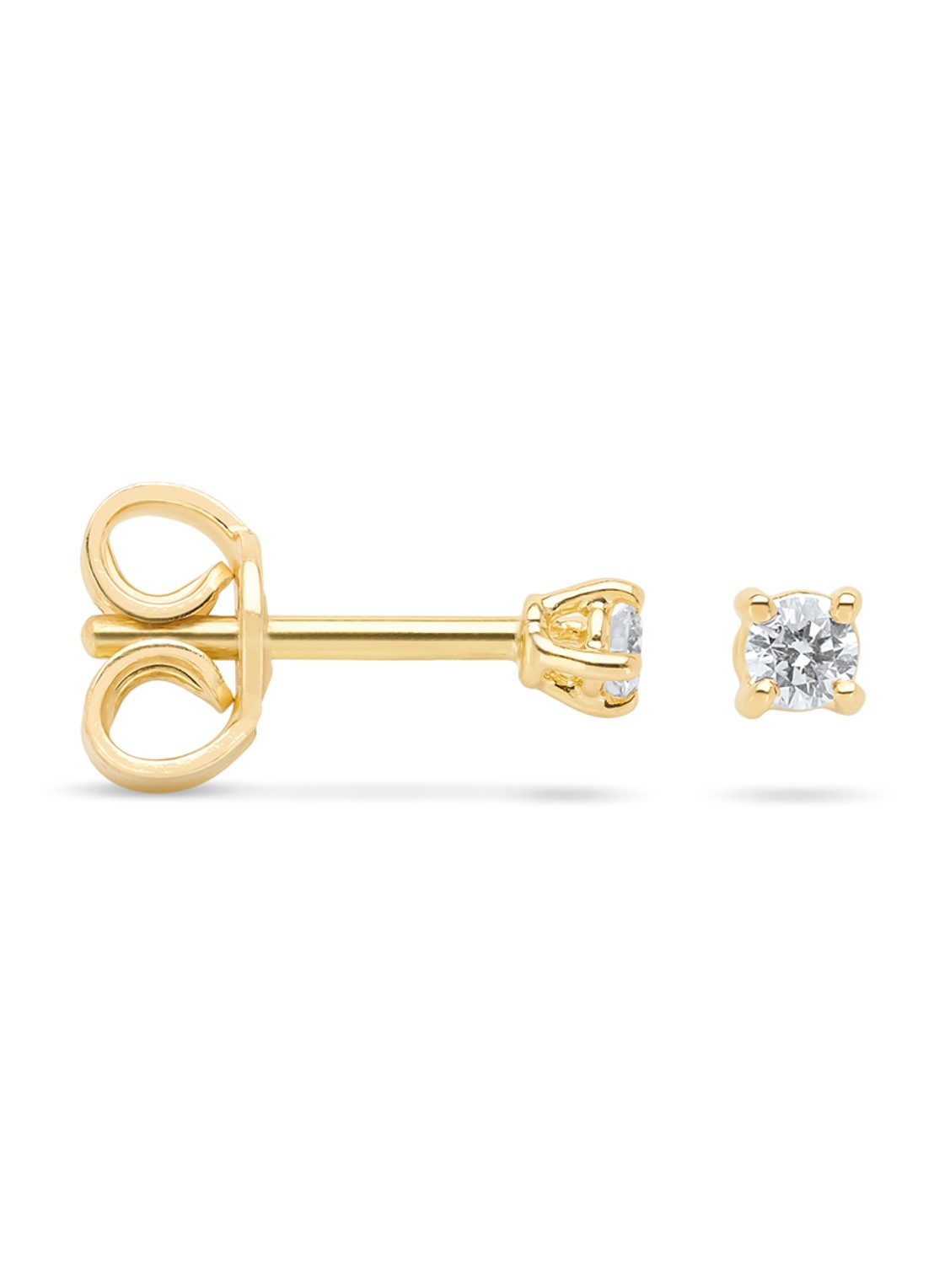 Diamond Point Geelgouden solitair groeibriljant oorstekers, 0.06 ct. 0.06 ct diamant Groeibriljant - voorkant goud