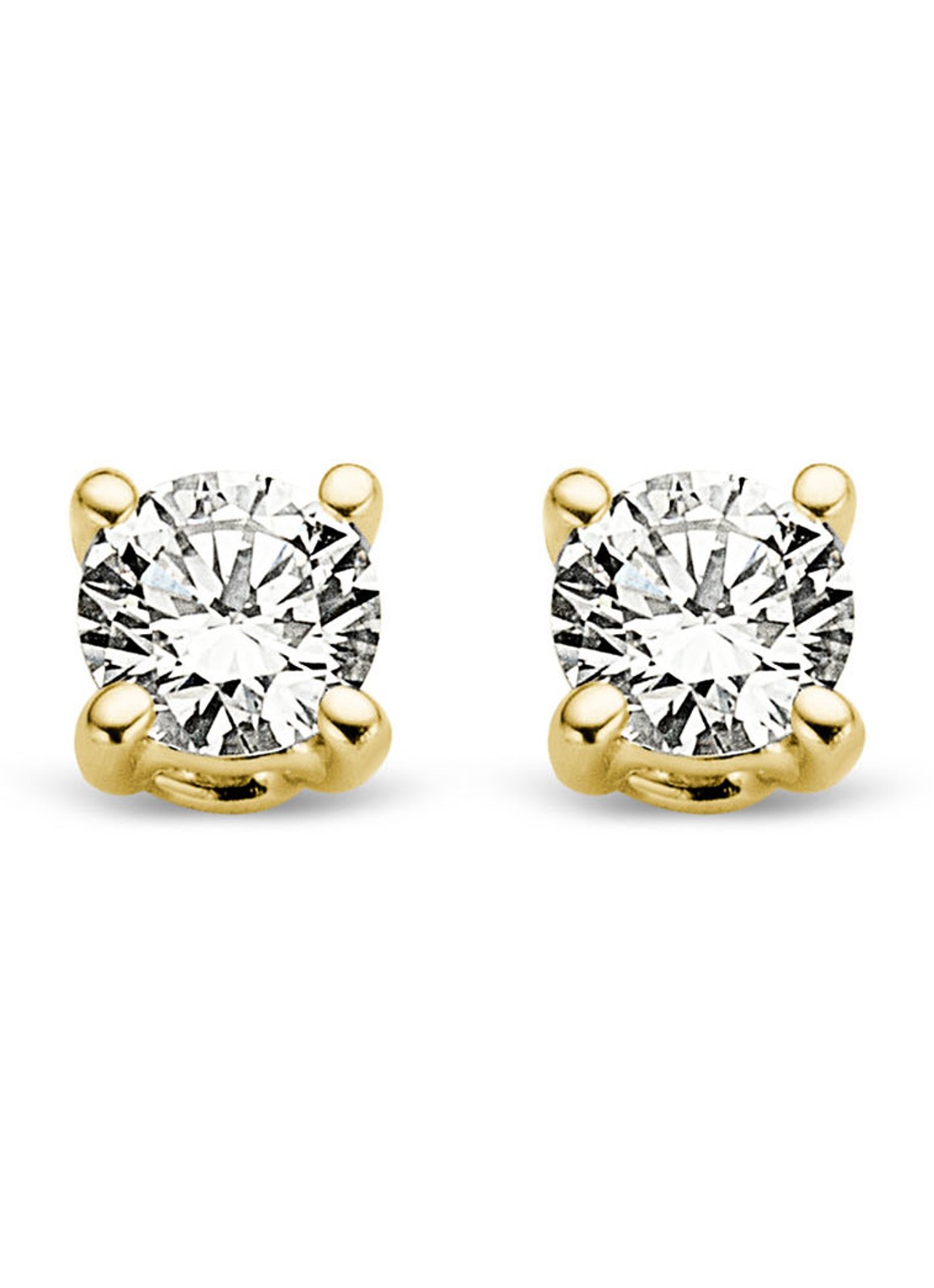 Diamond Point Geelgouden solitair groeibriljant oorstekers, 0.08 ct. 0.08 ct diamant Groeibriljant - voorkant goud