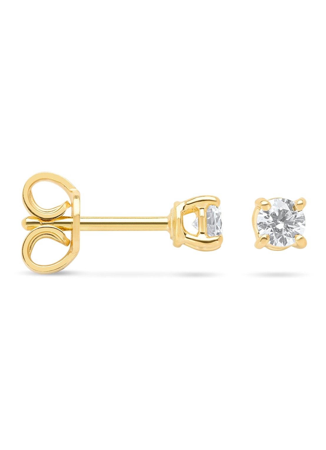 Diamond Point Geelgouden solitair groeibriljant oorstekers, 0.26 ct. 0.26 ct diamant Groeibriljant - voorkant geelgoud