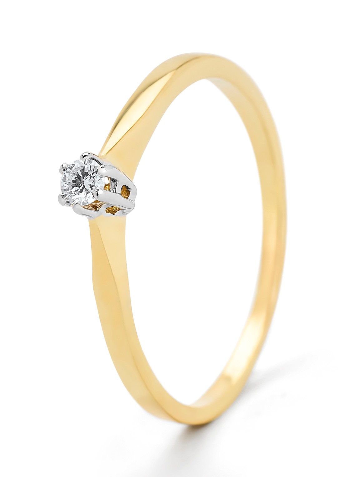 Diamond Point Geelgouden solitair groeibriljant ring, 0.08 ct. 0.08 ct diamant Groeibriljant - voorkant 3 geelgoud