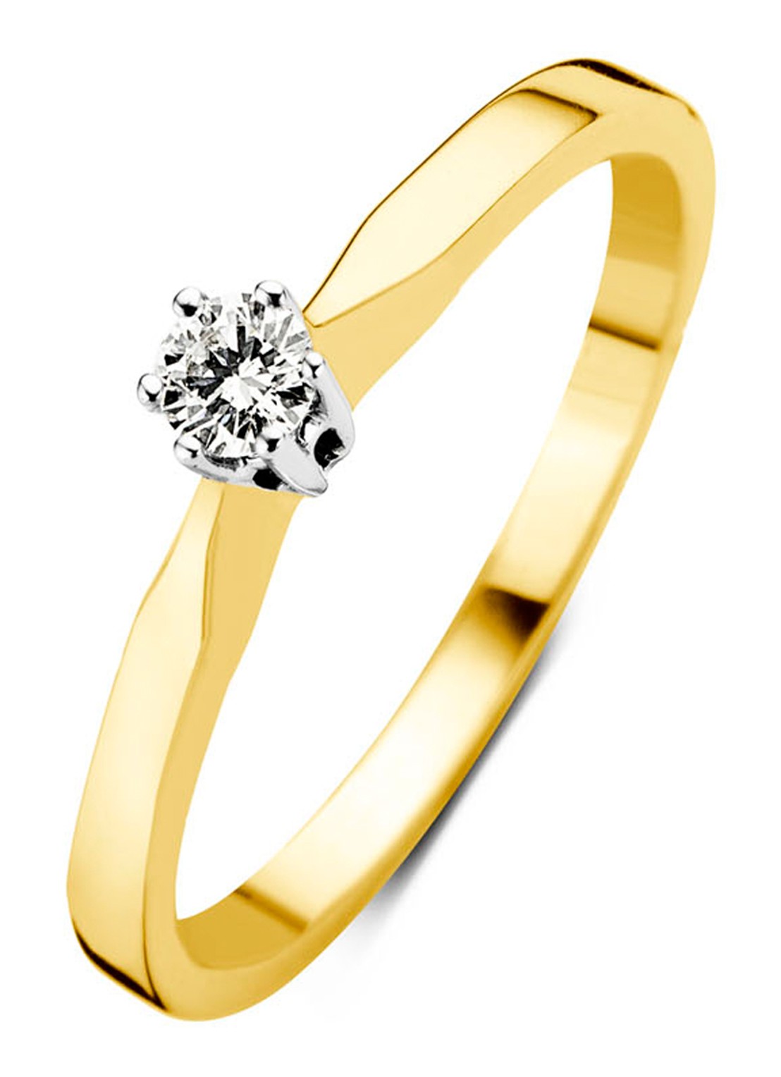 Diamond Point Geelgouden solitair groeibriljant ring, 0.13 ct. 0.13 ct diamant Groeibriljant - voorkant geelgoud