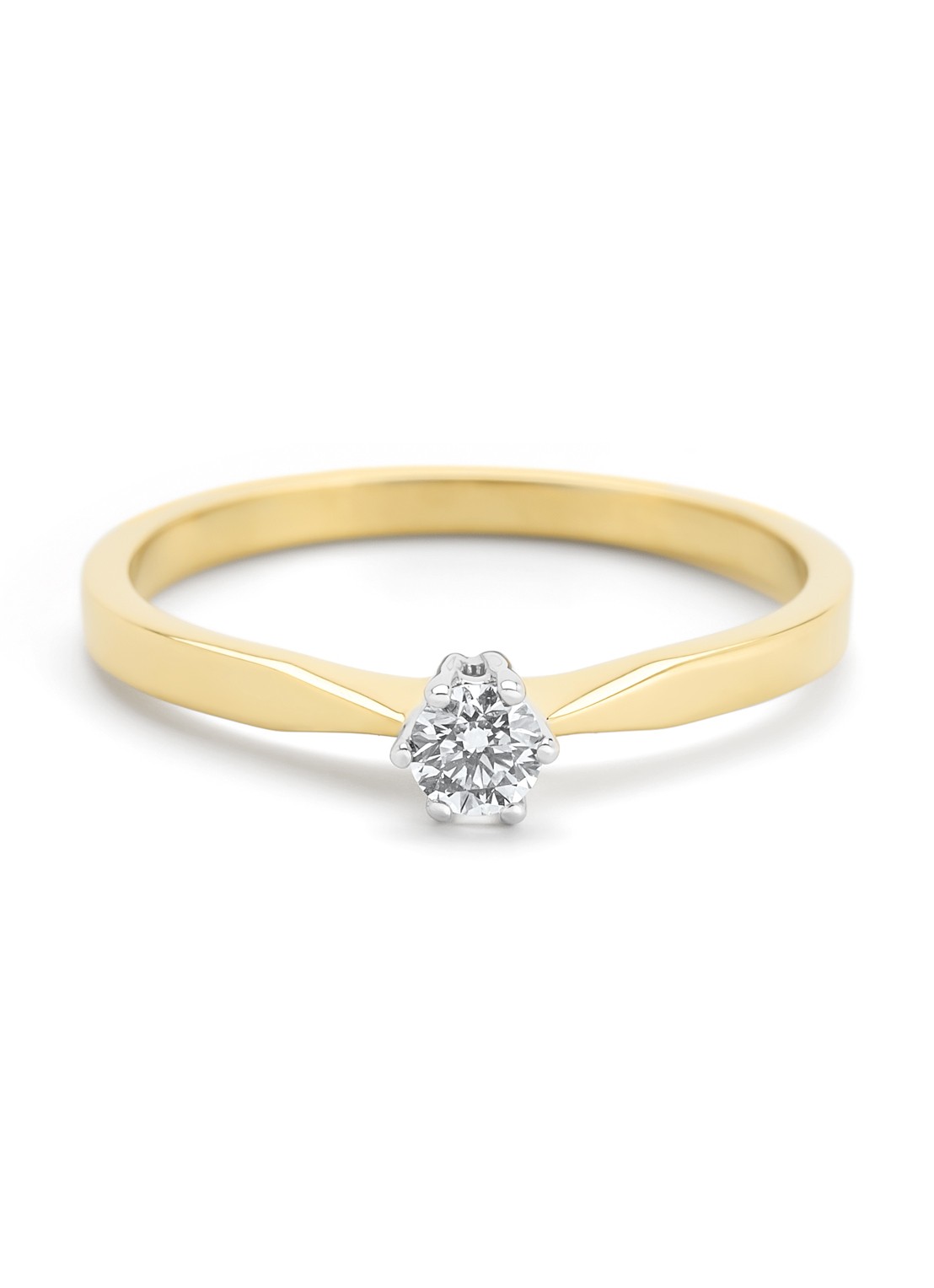 Diamond Point Geelgouden solitair groeibriljant ring, 0.16 ct. 0.16 ct diamant Groeibriljant - detail geelgoud