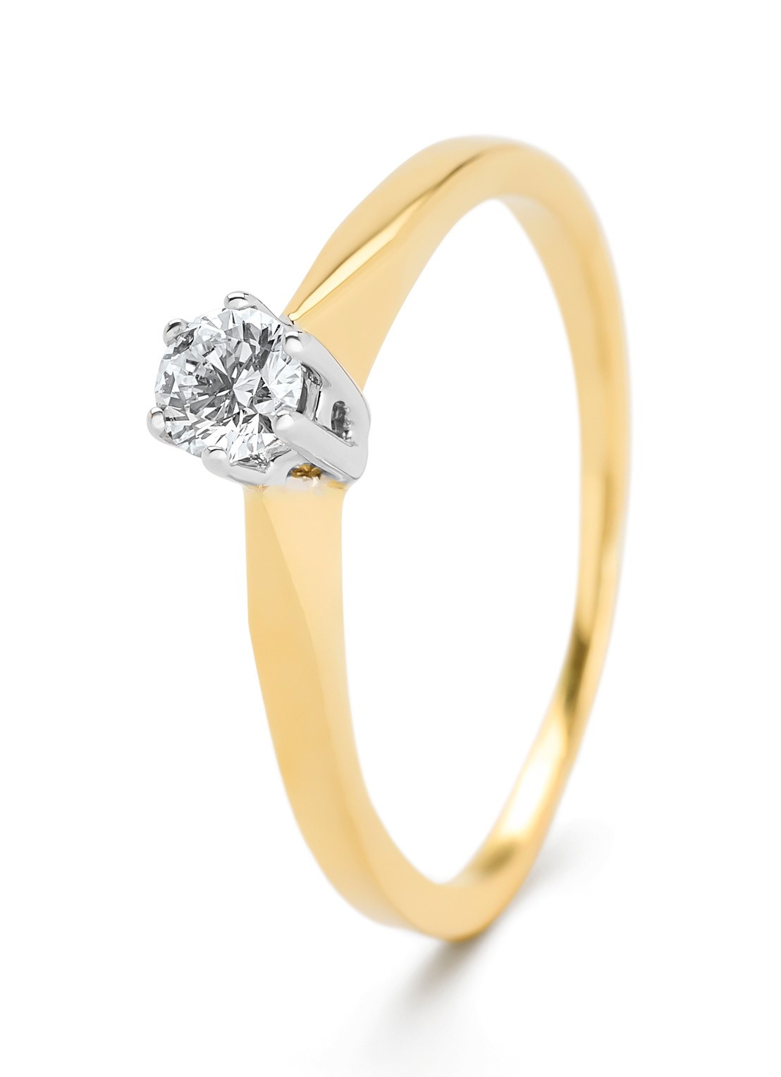 Diamond Point Geelgouden solitair groeibriljant ring, 0.19 ct. 0.19 ct diamant Groeibriljant - voorkant geelgoud