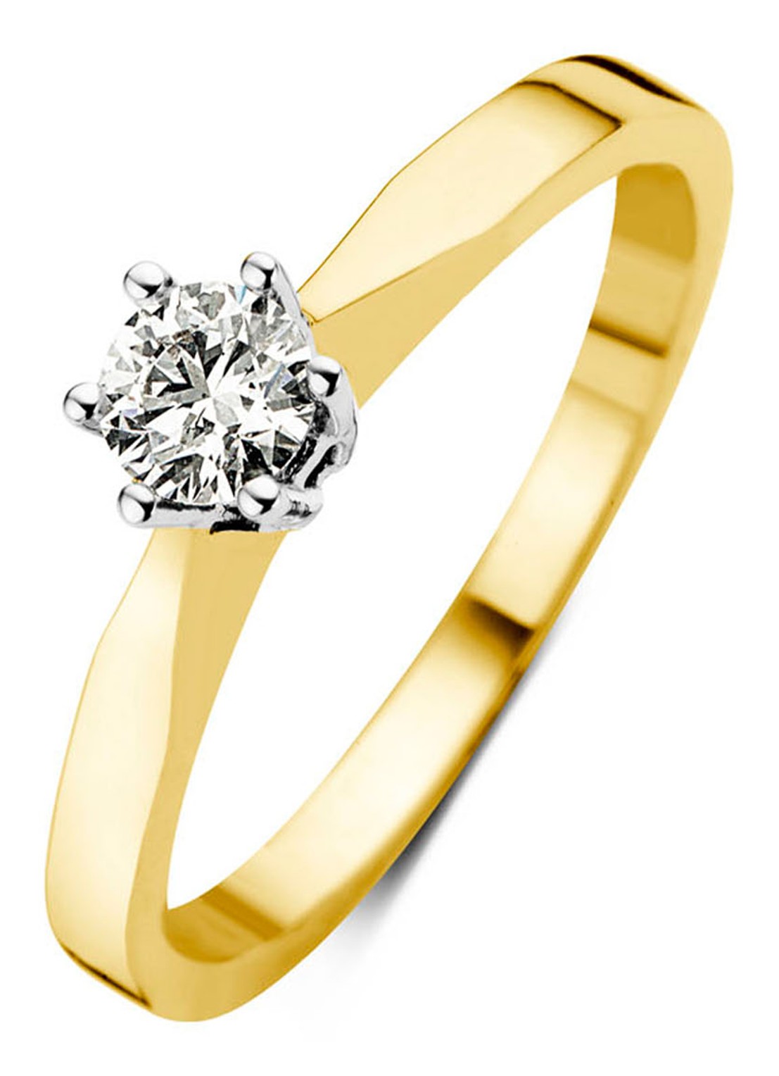 Diamond Point Geelgouden solitair groeibriljant ring, 0.19 ct. 0.19 ct diamant Groeibriljant - voorkant geelgoud