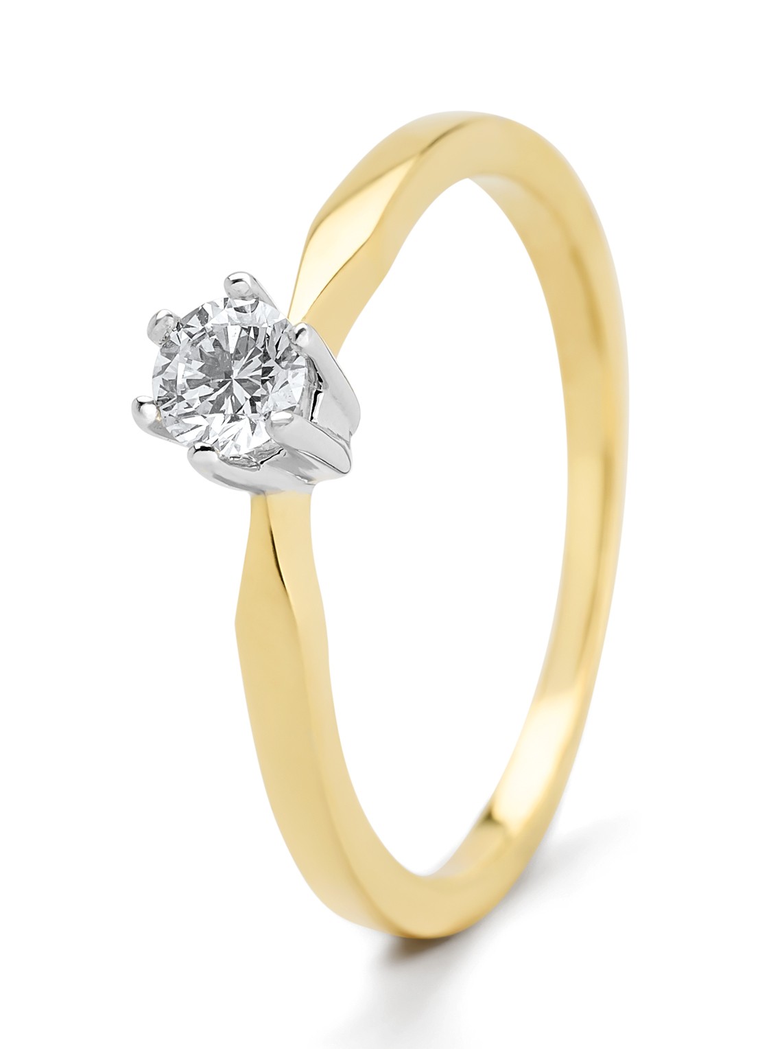 Diamond Point Geelgouden solitair groeibriljant ring, 0.22 ct. 0.22 ct diamant Groeibriljant - voorkant 3 geelgoud