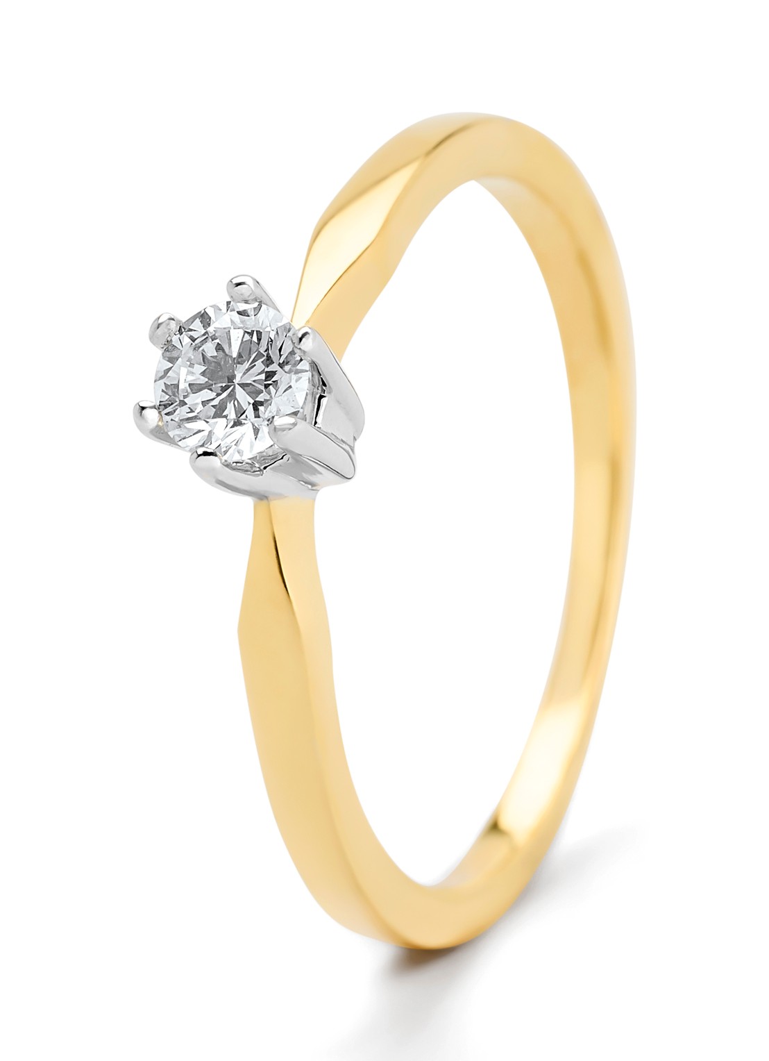 Diamond Point Geelgouden solitair groeibriljant ring, 0.23 ct. 0.23 ct diamant Groeibriljant - voorkant 3 geelgoud