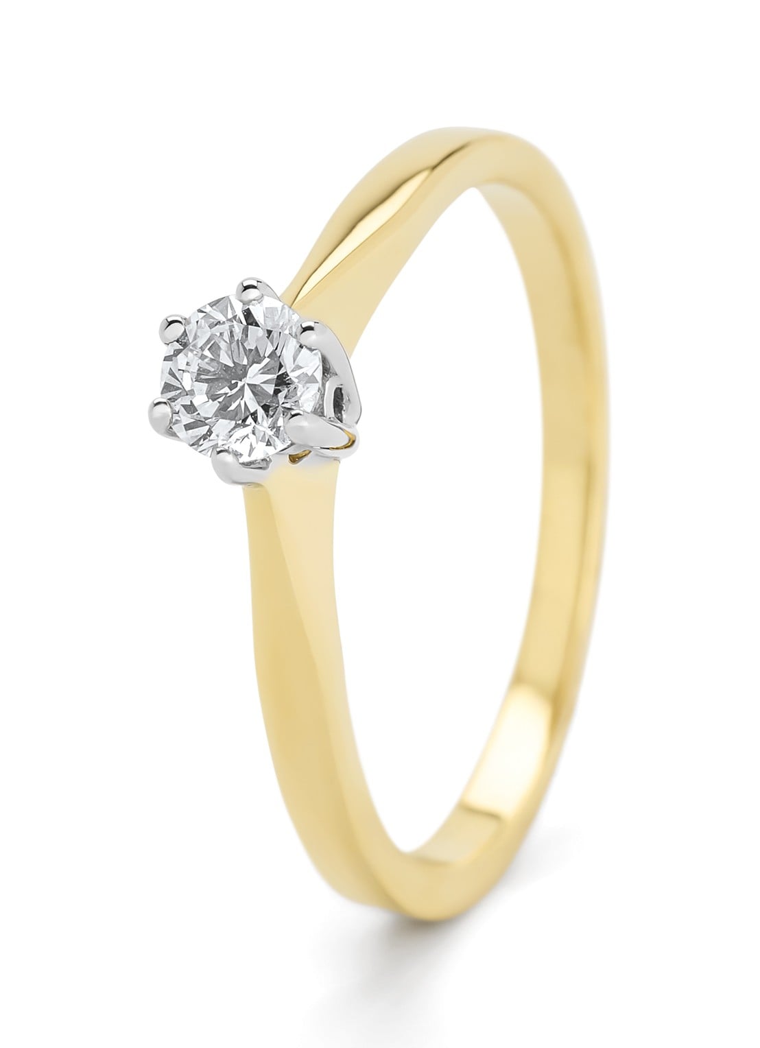 Diamond Point Geelgouden solitair groeibriljant ring, 0.27 ct. 0.27 ct diamant Groeibriljant - voorkant geelgoud