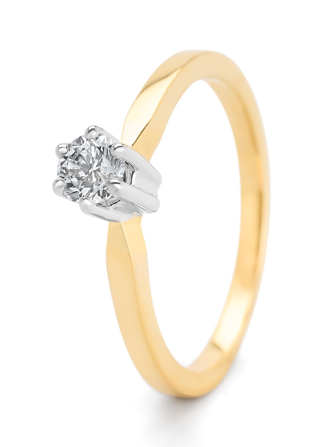 Diamond Point Geelgouden solitair groeibriljant ring, 0.32 ct. 0.32 ct diamant Groeibriljant - voorkant 3 geelgoud