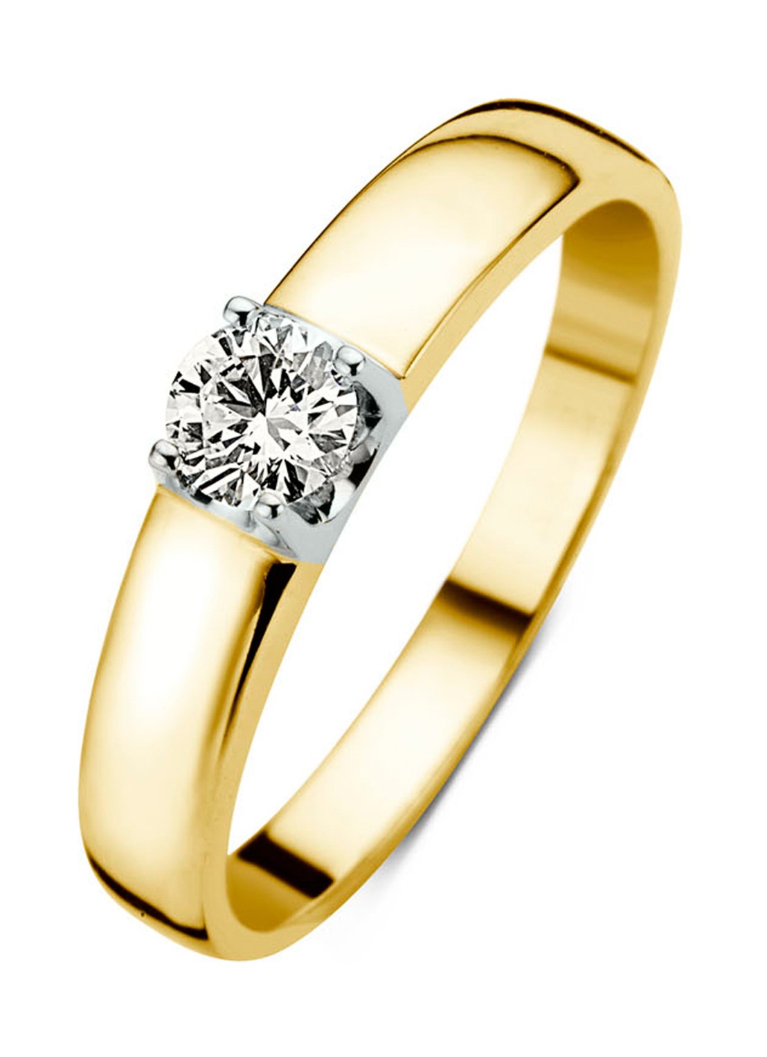 Diamond Point Geelgouden solitair groeibriljant ring, 0.34 ct. 0.34 ct diamant Groeibriljant - voorkant geelgoud