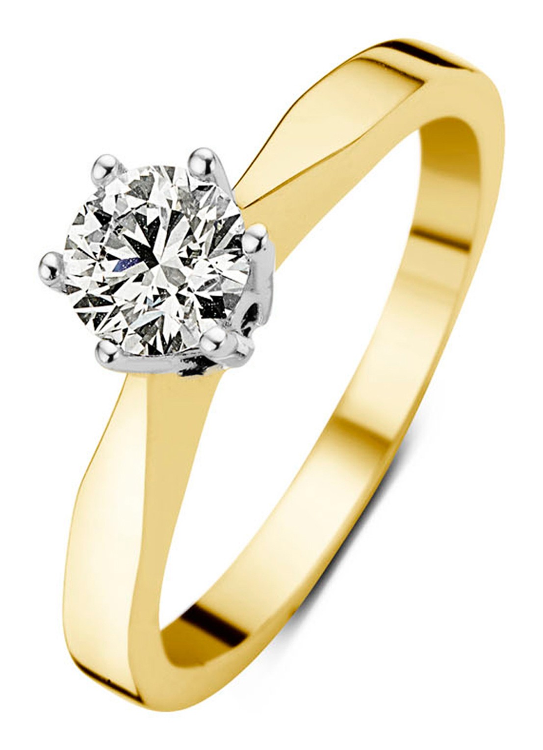 Diamond Point Geelgouden solitair groeibriljant ring, 0.40 ct. 0.40 ct diamant Groeibriljant - voorkant geelgoud